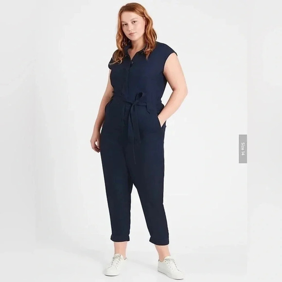 Banana Republic Jumpsuit  Utility Blue Chambray Denim Size 0 NWT - Picture 3 of 16